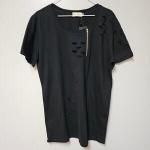 NWT Black Nitagut Tunic with Ripped Distressing and Zipper detail size Large